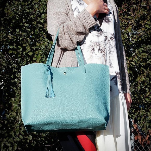 TOTE Women's Soft Faux Leather Tote Shoulder Bag Big Capacity Tassel Handbag - Picture 3 of 14